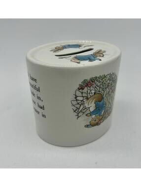 Vtg Wedgwood Peter Rabbit Piggy Bank Made In England Beatrix Potter Easter Gift